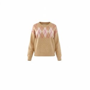 Loft Plaid Fair Isle Taupe Sweater Size XL NWOT